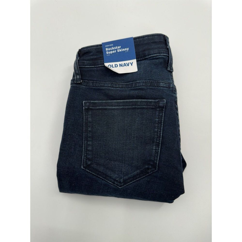 OLD NAVY‎ ROCKSTAR Super Skinny High Rise Dark Wash Blue Denim Jeans Women's 2